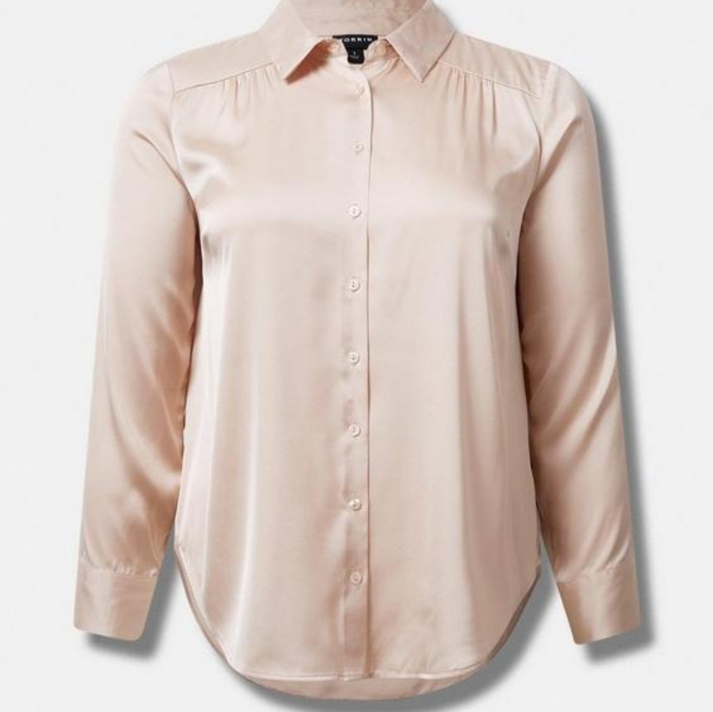 Torrid Satin Button Up Long Sleeve Shirt